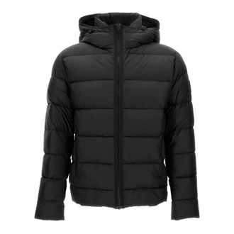 Fay Down Jackets, male, Black, L, Black Down Jacket with Wraparound Hood