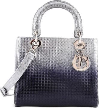 Dior Lady Dior Bag Micro Cannage Ombre Metallic Calfskin Medium satchel - Blauw