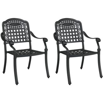 vidaXL Silla De Jard&iacute;n 2 Pcs Negro 55 X 56.5 X 91cm Aluminio Vidaxl