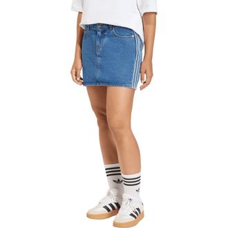 adidas Originals 3-Stripes Denim Miniskirt in Indigo Denim at Nordstrom, Size 12