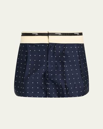 HommeGirls Flip Waist Polka-Dot Twill Micro Skirt