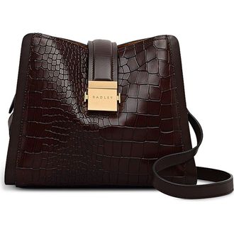 Radley London Sloane Croc Embossed Leather Crossbody Bag in Dark Oak at Nordstrom Rack, Size Small