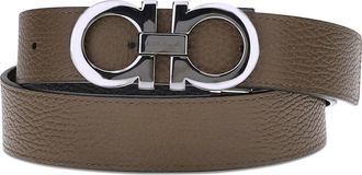 Ferragamo Mens Belt Reversible Leather Brown Sugar Calf