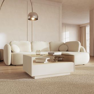 Dmora Mesa De Centro Karisasa, Un Caj&oacute;n, Un Compartimento, Forma Rectangular, 96x40x43h Cm Beige