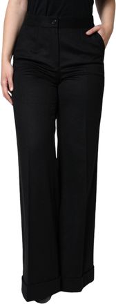 Dolce & Gabbana Black Cashmere Mid Waist Women Boot Cut Pants