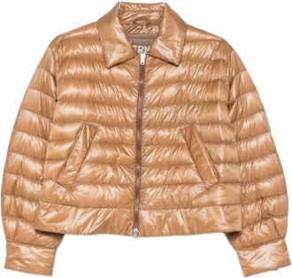 Herno Down Jackets, female, Brown, Size: XS Polo-collar Quilted Jacket