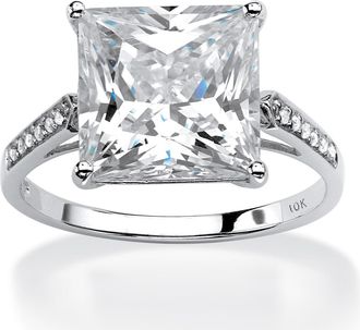Palm Beach Jewelry 3.37 TCW Princess-Cut Cubic Zirconia Engagement Ring in 10k White Gold