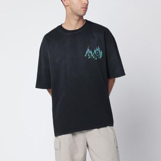 Amiri Black T-shirt with Flames logo print