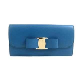 Ferragamo Pre-owned Long wallet (bi-fold) - Dames - Pre-owned - Blauw - Maat: ONE Size Leer