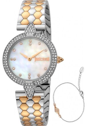 Just Cavalli Womens JC1L159M0105 Ladies Nobile Glam Watch and Bracelet Gift Set - Silver - One Size