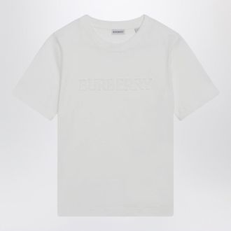 Burberry White T Shirt With Embroidered Logo