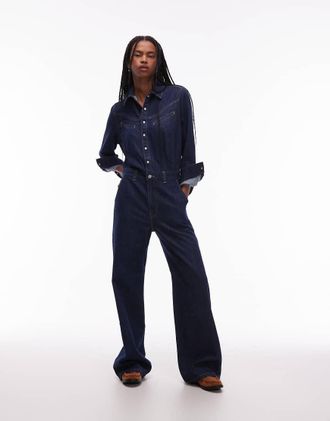 Levi's Rinoa - Tuta jumpsuit a fondo ampio in denim lavaggio indaco-Blu navy