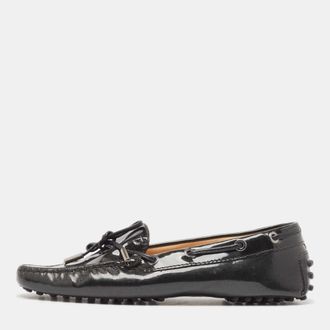 Tod's Tods Black Patent Leather Bow Loafers