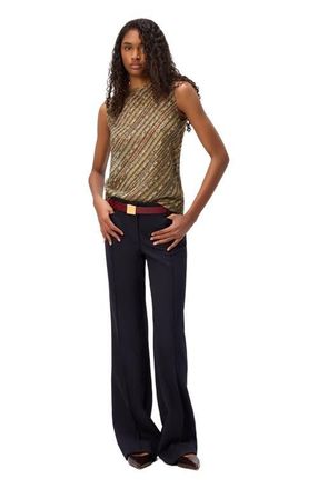 Missoni Criss-cross Tartan Crew Neck Top in Green & Gold at Nordstrom, Size 44 It