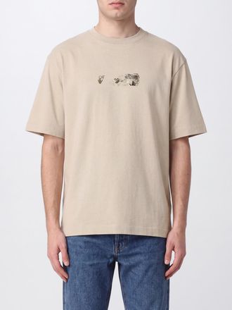 Off-white T-shirt girocollo in cotone con stampa grafica e spalle cadute