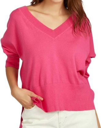 525 america Noor Oversized V-Neck Pullover In Shocking Pink