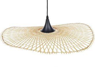 Beliani Lampadario Da Soffitto Stile Boho Moderno Ovale Legno Bamboo 60 Cm Floyd
