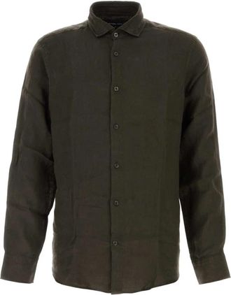 Frescobol Carioca Antonio Linen Shirt - Heren - Casual Overhemden - Bruin - L - Linnen - Overhemden