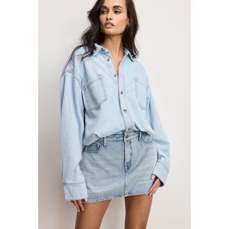 Good American Womens Denim Shirt Dress | Indigo, Size Small | Good American by Khlo&Egrave; Kardashian