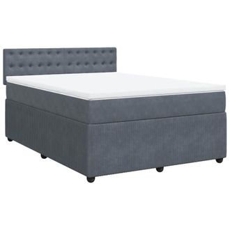 vidaXL Cama Box Spring Con Colch&oacute;n Terciopelo Gris Oscuro 140x200 Cm Vidaxl