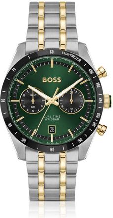 BOSS Green-dial watch with gold-effect bracelet
