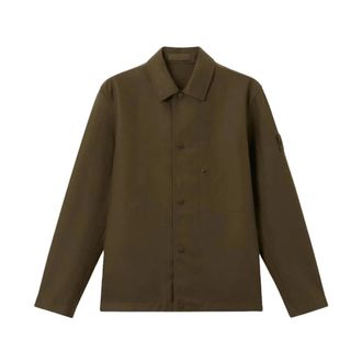 Stone Island Jassen, Heren, Groen, S, Nylon, Wool Nylon Flannel Ghost Overshirt