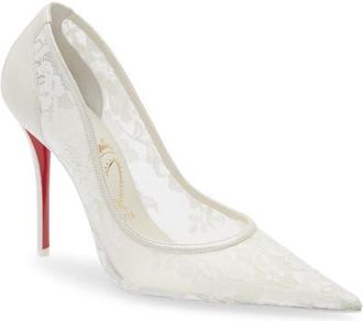 Christian Louboutin Miss Z Pointed Toe Pump in Bianco/Snow at Nordstrom, Size 7.5Us