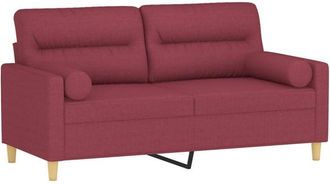 vidaXL Sofá de 2 plazas con cojines tela rojo tinto 140 cm Vidaxl