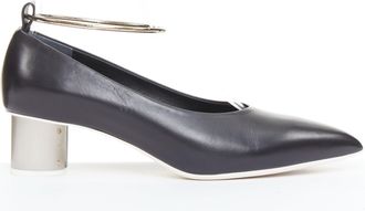 Jil Sander leather cylinder heel anklet ring pumps