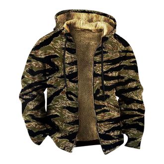Generic Cocila Deal Of The Day Today Sale Mens Jacket Casual Fashion Outwear Loose 3D Printed Full Zipper Hoodie Camouflage Heated Jacket Sweatshirt Plus Flee