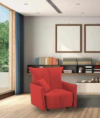 Dmora Sofa Cama Dabari, Sof&aacute; Individual, 100% Made In Italy, Sill&oacute;n De Sal&oacute;n Con Apertura Trolley, En Tela Acolchada, Con Reposabrazos Est&aacute;ndar, Cm 110x90h8