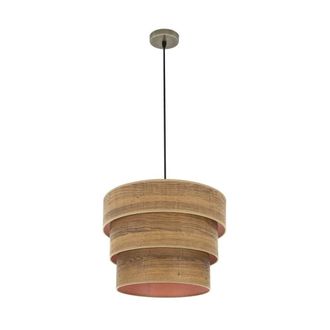 Fabrilamp Fabrilamp - Colgante Triple Smile 1xe27 Cuero/madera Oscura Regx40x40 Cm