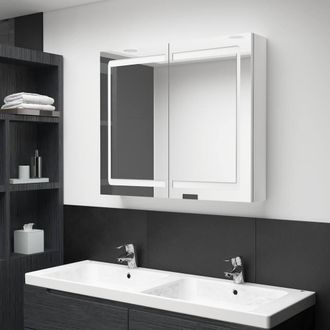 Berkfield Home LED Bathroom Mirror Cabinet Shining White 80x12x68 cm | Size: 80 x 12 x 68 cm