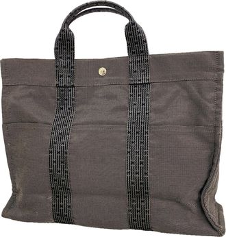 Herm&egrave;s Gray Canvas Tote Bag (Pre-Owned)