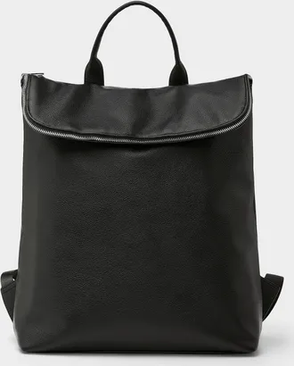 Le 31 Mens Zipped-flap pebbled faux-leather backpack
