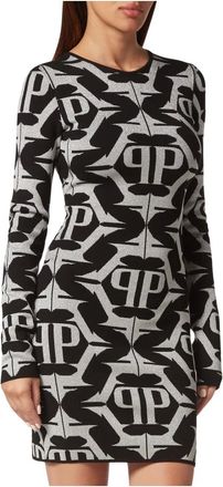 Philipp Plein Dames, Jurken, Zwart, Maat: L Viscose