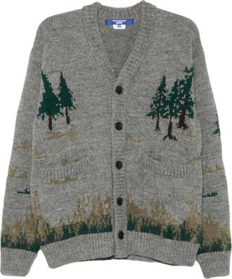 Junya Watanabe C&aacute;rdigan Intarsia con Cuello en V - Knitwear - Hombre - Gris - M