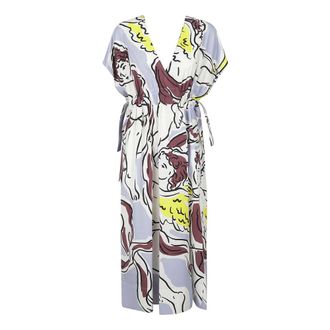 Tory Burch Tory Burch, Midi Dresses, female, Multicolor, Size: M V-Neck Graphic Midi Dress