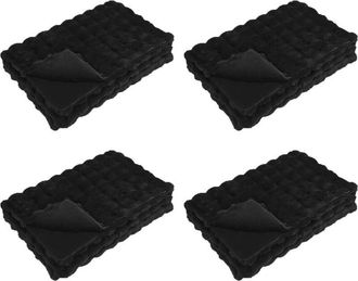 vidaXL Manta De Piel De Conejo Sint&eacute;tica 4 Pcs Negro 150 X 220 Cm Vidaxl