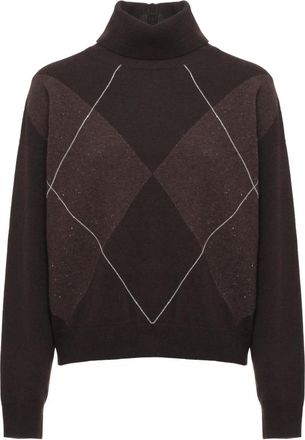 PESERICO Jersey de lana- seda y cachemira con cadena monil - Knitwear - Mujer - Marr&oacute;n - XS