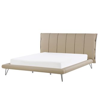 Beliani Cama Con Somier Tapizada En Piel Sint&eacute;tica Beige Con Patas De Metal 180 X 200 Cm Estilo Moderno Betin