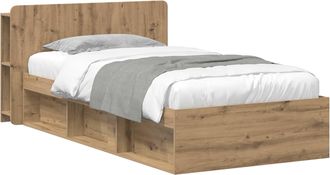 vidaXL Estructura De Cama Con Almacenamiento Roble Artisan 90 X 190 Cm Vidaxl