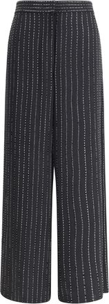 Giorgio Armani Pantaloni gessati con paillettes - Nero