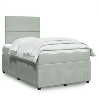 vidaXL Vidaxl - Cama Box Spring Con Colch&oacute;n Terciopelo Gris Claro 120x200 Cm