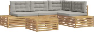 vidaXL 6 Uds. Conjunto De Sof&aacute;s De Exterior Poli&eacute;ster Blanco Vidaxl