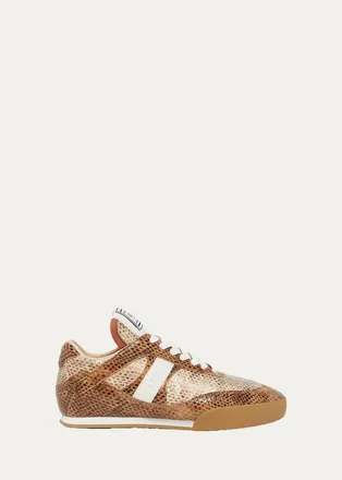 Chlo&eacute; Kick Snake-Embossed Leather Low-Top Sneakers