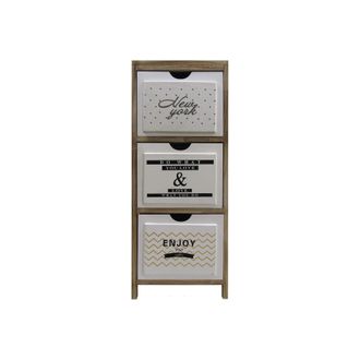 Mobili Rebecca Mobili Rebecca - Rebecca Mobili Mesita De Noche 3 Cajones Nordico Madera Clara Blanco 79x30x24