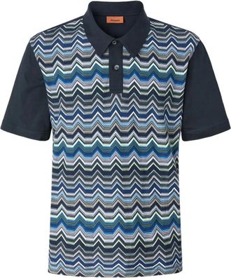 Missoni Poloshirt met ronde hals en golvend patroon - Zwart