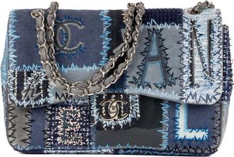 Chanel Borsa a spalla con design patchwork - Blu