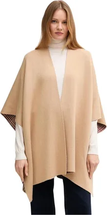 Benetton Wolmix Gebreide Cape - Dames - Jassen - Bruin - Maat: ONE Size Wol